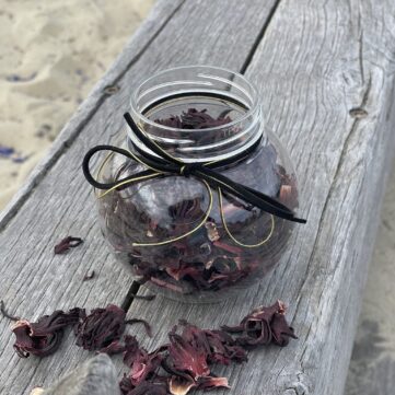 Cornflower (karkade) tea, chopped